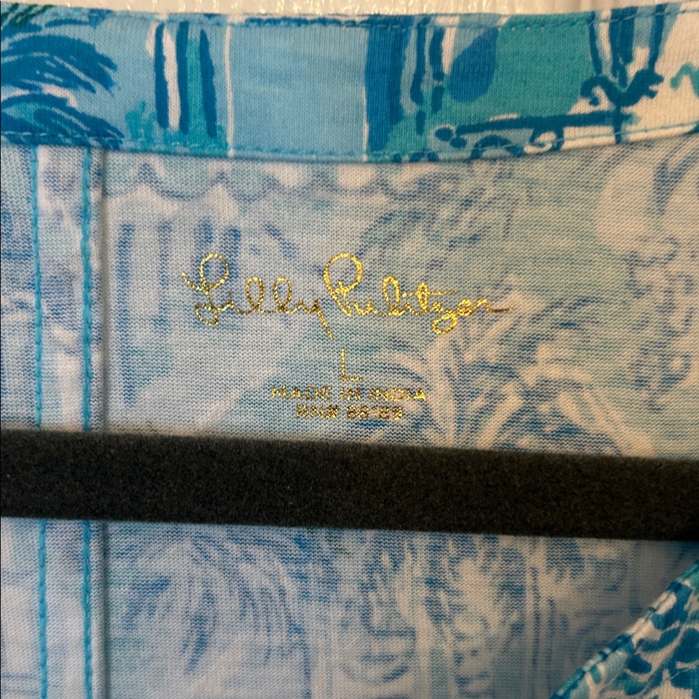 Lilly Pulitzer Turquoise and White Patterned Blouse - Picture 3 of 3